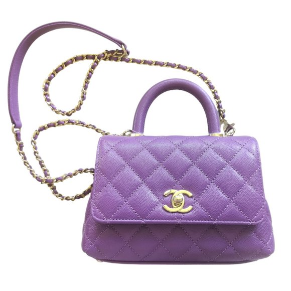 CHANEL Handbags - CHANEL PURPLE MINI COCO HANDLE